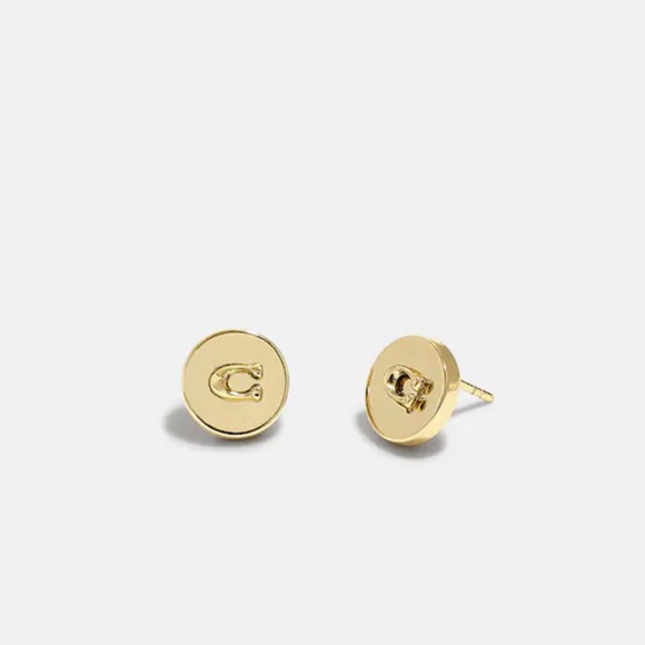 Coach Signature Disc Stud Earrings - Picture 4 of 5